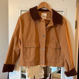 Sezane Brown Jacket with Corduroy Collar